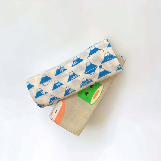 Pair of Swaddle Cloths: Mt Fuji & Kawaii Sushi