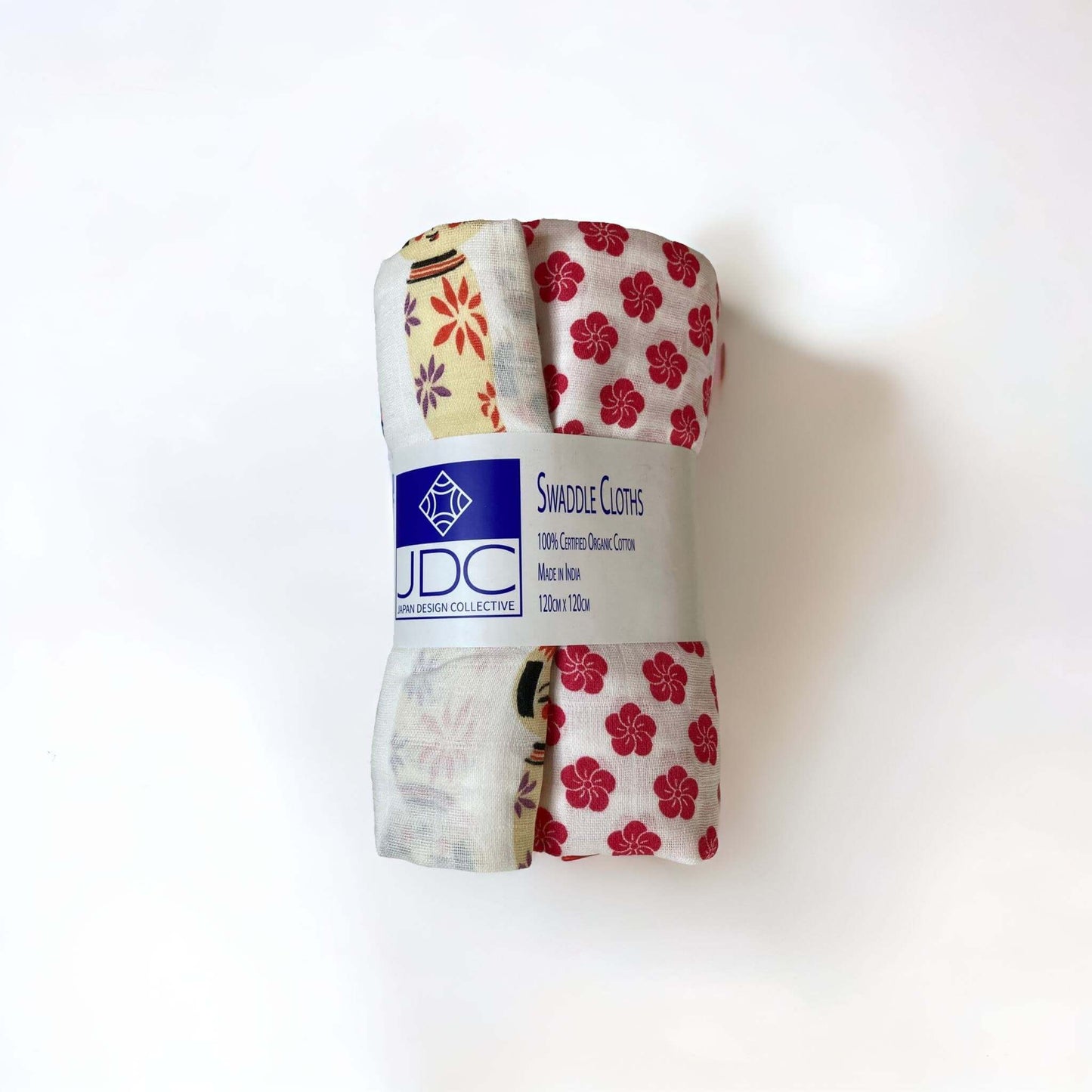 Kokeshi Dolls & Ume Plum Blossoms Swaddle Pair
